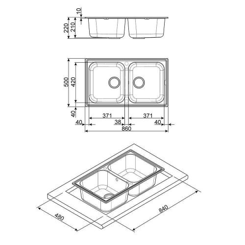 Кухонная мойка 86 см Smeg Rigae LZ862AV2 овес - 1 фото