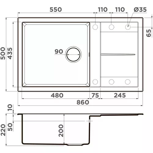 Кухонная мойка 86 см Omoikiri Sumi 86A-GB графит - 2 фото