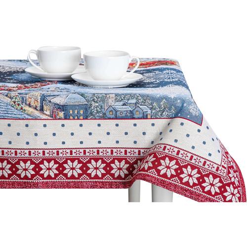 Скатерть 100х100 см Mix&Match Новогодний гость красная