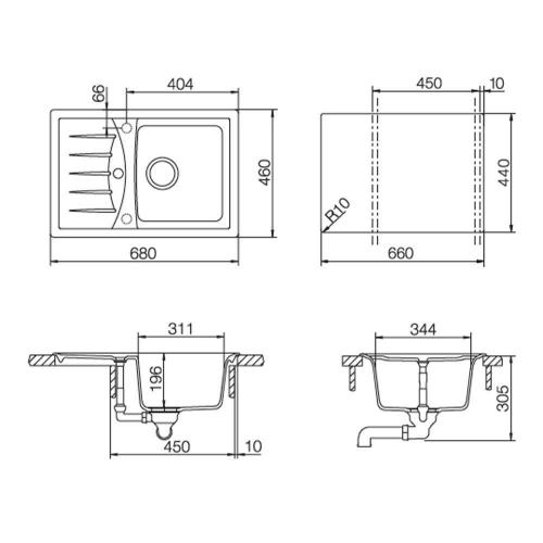 Кухонная мойка 68 см Schock Cristalite Genius 45D Small эверест - 2 фото