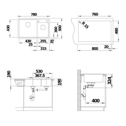 Кухонная мойка 78 см Blanco Legra 8 антрацит - 3 фото