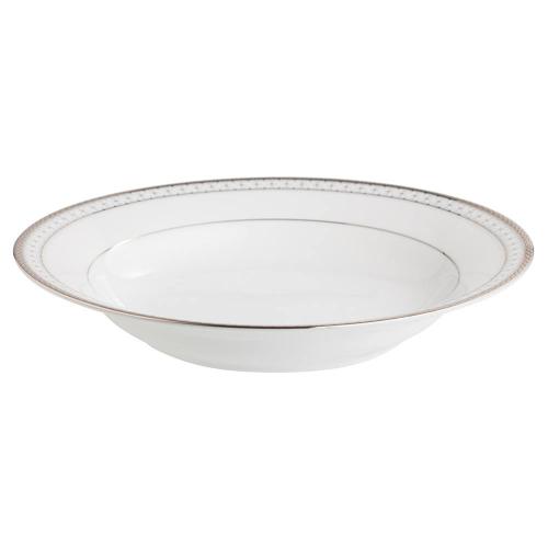 Тарелка суповая 22,6 см Noritake Rochester Platinum белая