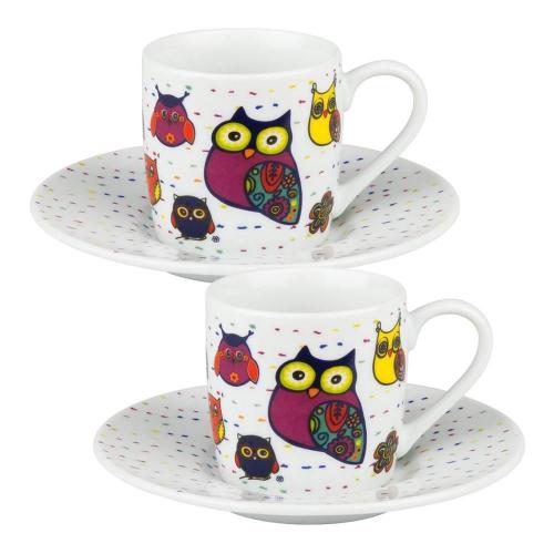 Набор кофейных пар эспрессо Owl 85 мл Koenitz Flora & Fauna Colourful Animals 4 пр