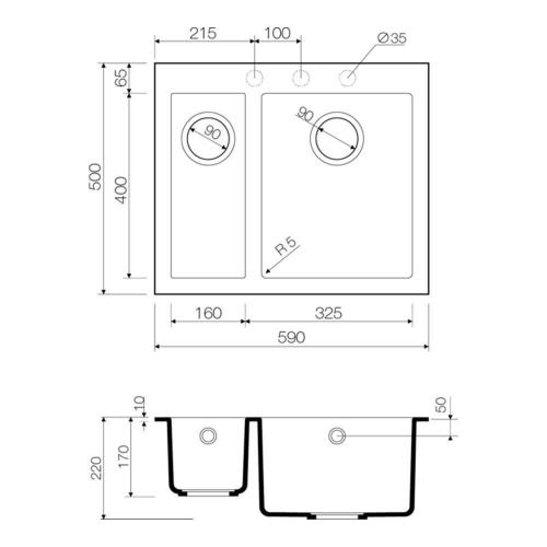 Кухонная мойка 59 см Omoikiri Solidity Bosen 59-2-WH белая