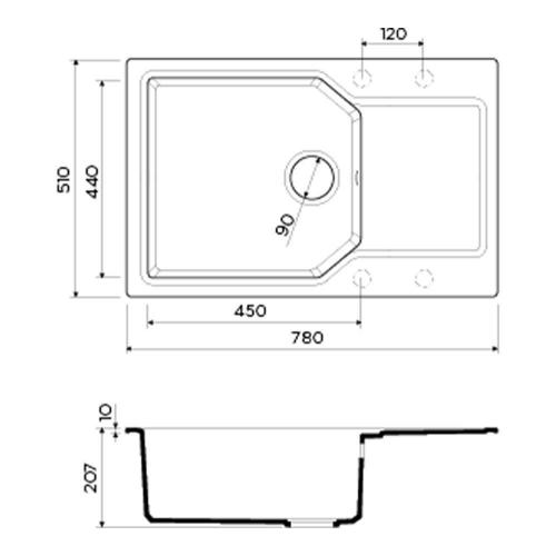 Кухонная мойка 78 см Omoikiri Solidity Yonaka 78-LB-DC темный шоколад - 2 фото