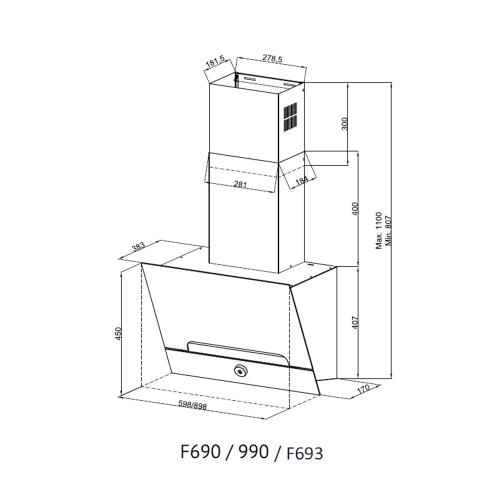 Настенная вытяжка 59,8 см Kuppersberg High-Tech F 693 W белая