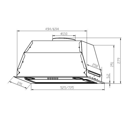 Встраиваемая вытяжка 72,5х29,1 см LEX Fullmetall GS Bloc P 900 Inox стальная