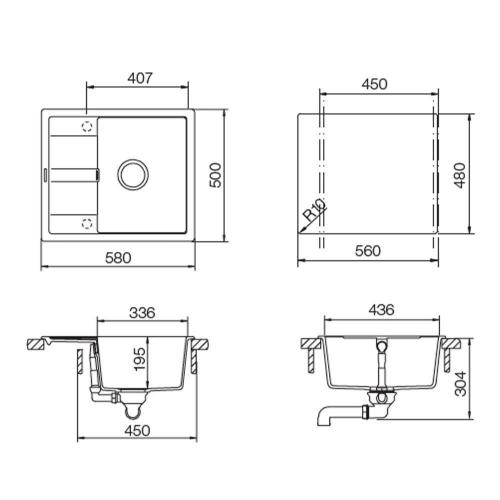 Кухонная мойка 58 см Schock Cristalite Optima 45D эверест - 2 фото