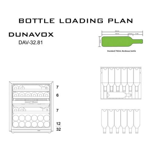 Встраиваемый винный шкаф на 32 бутылок Dunavox DAV-32.81DOP.TO серый