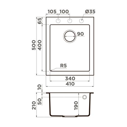 Кухонная мойка 34 см Omoikiri Bosen 41A-GB графит - 2 фото