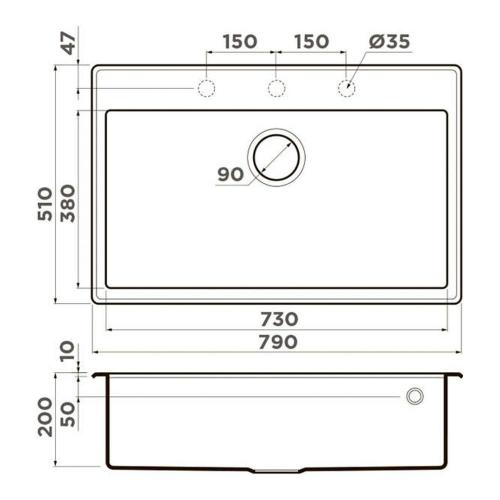 Кухонная мойка 79 см Omoikiri Solidity Tedori 79-SA бежевая - 2 фото