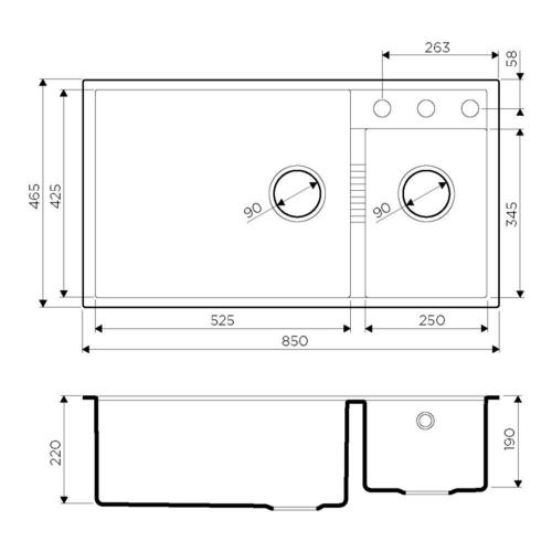 Кухонная мойка 85 см Omoikiri Solidity Tedori 85-2-U-BE ваниль - 3 фото