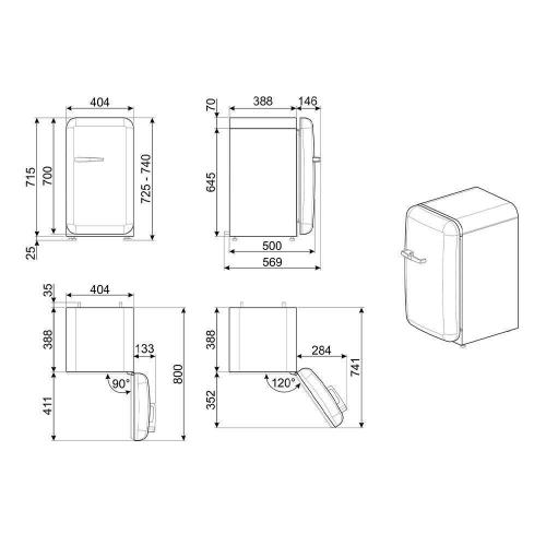 Минибар 73х40 см Smeg 50's Style FAB5RPG3 зеленый