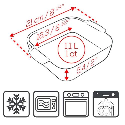 Форма для запекания  21х24х5,4 см 1,1 л Peugeot серая