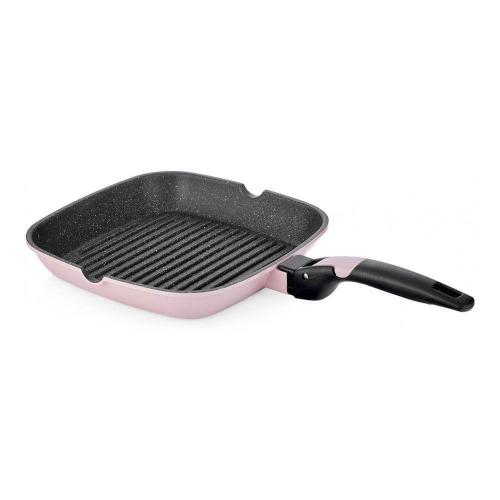 Сковорода гриль с антипригарным покрытием 45х24 см Walmer Easy Click розовая