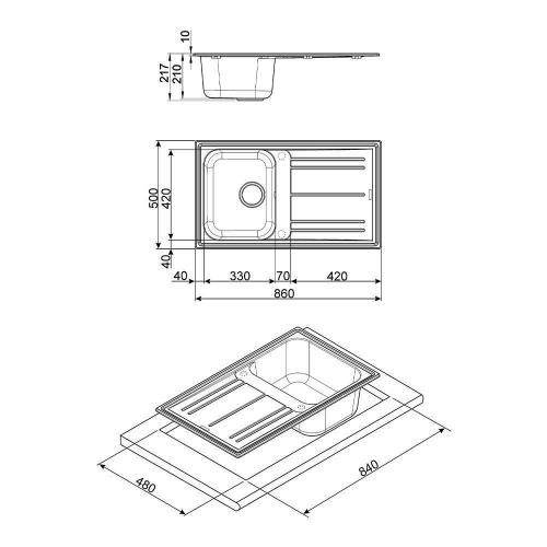 Кухонная мойка 86 см Smeg Rigae LZ861CT цемент - 2 фото