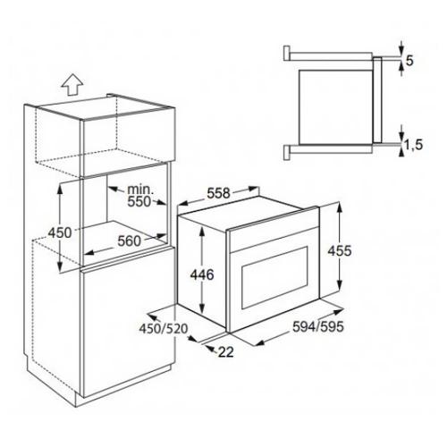 Встраиваемая микроволновая печь 59,5х52 см Hi-Tech HMWZ 969 B черная