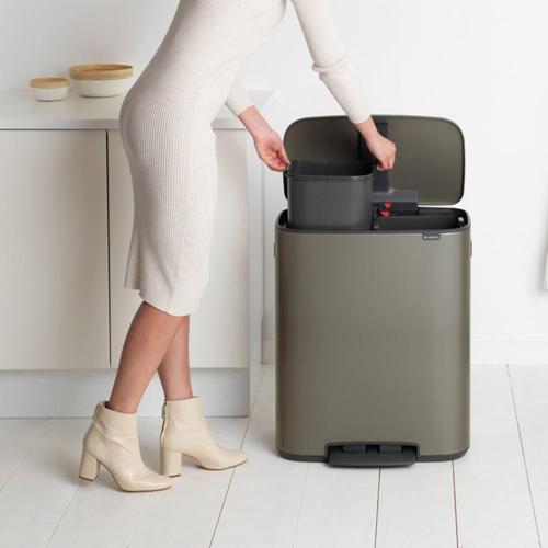 Мусорный бак с педалью 30+30 л Brabantia Bo Pedal Bin платиновый