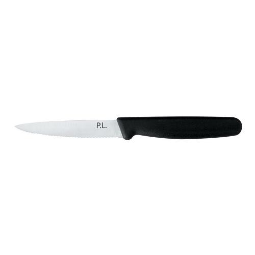 Нож PRO-Line для нарезки, волнистое лезвие, 10 см, пластиковая черная ручка, P.L. Proff (min 1 шт) - 1 фото
