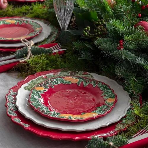 Тарелка закусочная 22х2,2 см Bordallo Pinheiro Christmas Garland красная