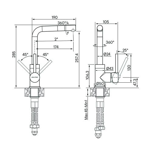 Смеситель 25,7 см Paulmark Honner Basis 418 черный - 3 фото