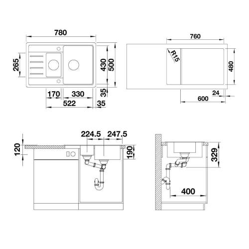 Кухонная мойка 78 см Blanco Legra 6 S Compact черная - 4 фото