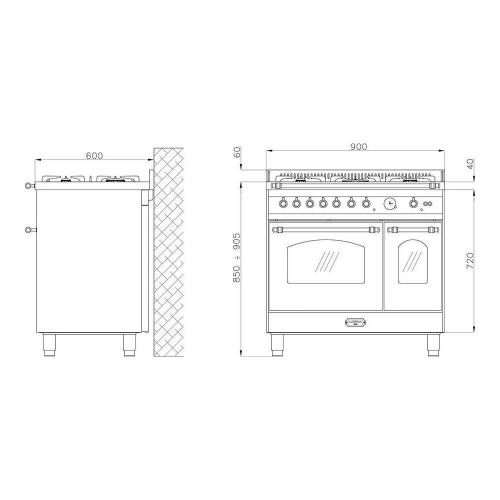 Индукционный варочный центр 90х60 см Lofra DolceVita RSD96MFTE/5I стальной