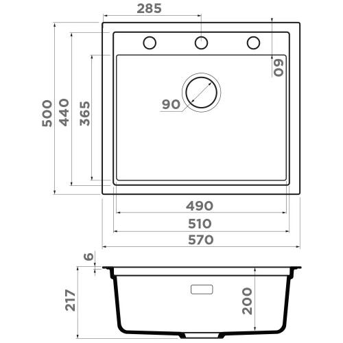 Кухонная мойка 57 см Omoikiri Sintesi 57-WH белая - 2 фото