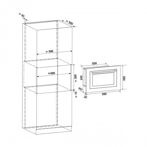 Встраиваемая микроволновая печь 39х59,5 см Libhof MWB-5725B черная