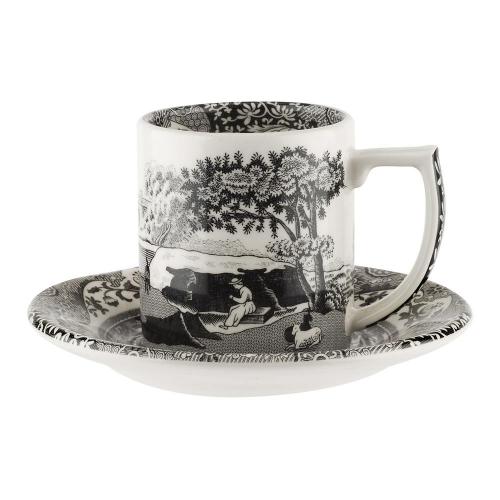Чайная пара 90 мл Spode Black Italian белая