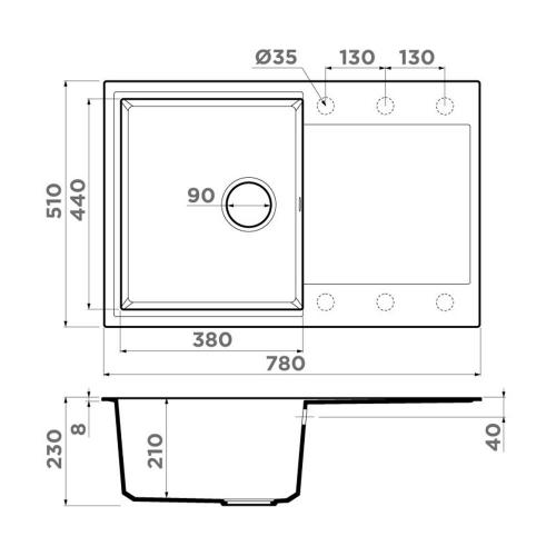 Кухонная мойка 78 см Omoikiri Solidity Daisen 78T-WH белая - 2 фото