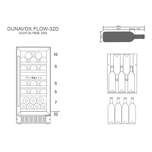 Встраиваемый винный шкаф на 32 бутылки Dunavox Flow DAUF-32.78DB черный