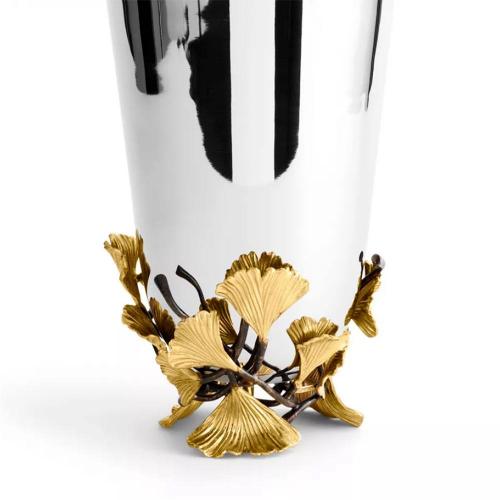 Ваза 16 см Michael Aram Golden Gingko стальная