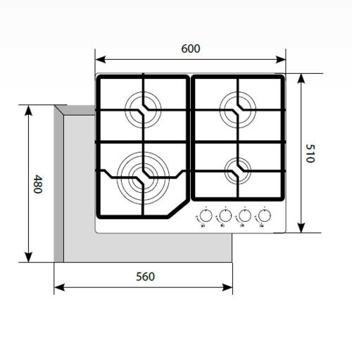 Газовая варочная панель 60х51 см LEX White GVG 640-1 WH белая