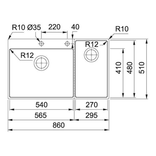 Кухонная мойка 86 см Franke Box BWX 220-54-27 TL нержавеющая сталь полированная