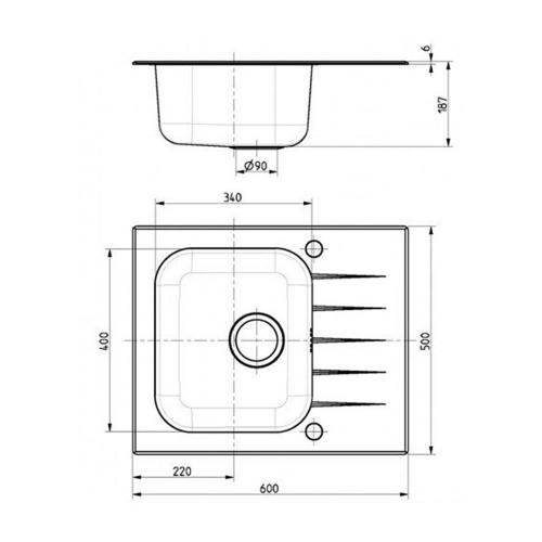 Кухонная мойка 60 см Alveus Vitro 10 Black