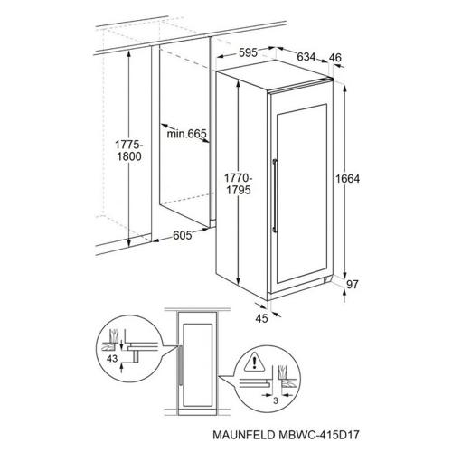 Встраиваемый винный шкаф на 171 бутылку Maunfeld MBWC-415D171 черный