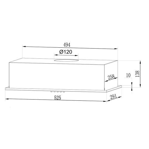 Встраиваемая вытяжка 52,5х29,1 см LEX Fullmetall GS Bloc Light 600 Inox стальная