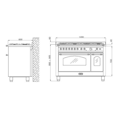 Варочный центр 120х60 см Lofra Professional PRD126GV+E/2CI красная