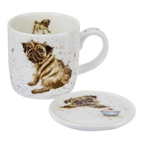 Кружка с подставкой Любимый мопс 310 мл Royal Worcester Забавная фауна