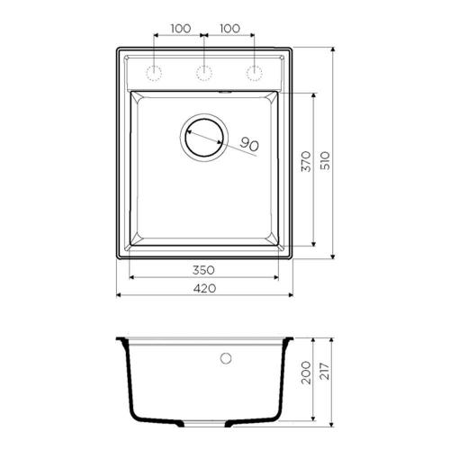 Кухонная мойка 42 см Omoikiri Solidity Daisen 42-BL черная - 4 фото