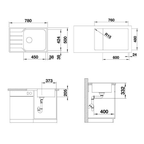 Кухонная мойка 78 см Blanco Lemis XL 6S-IF Compact нержавеющая сталь полированная