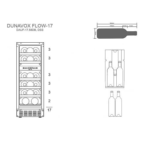 Встраиваемый винный шкаф на 17 бутылок Dunavox Flow DAUF-17.58DSS стальной