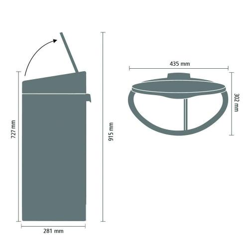 Мусорный бак 10+23 л Brabantia Touch Bin платиновый