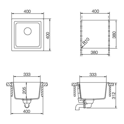 Кухонная мойка 40 см Schock Cristalite Euro 40 оникс - 2 фото