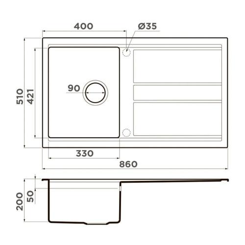 Кухонная мойка 86 см Omoikiri Solidity Kitagawa 86-GR leningrad grey