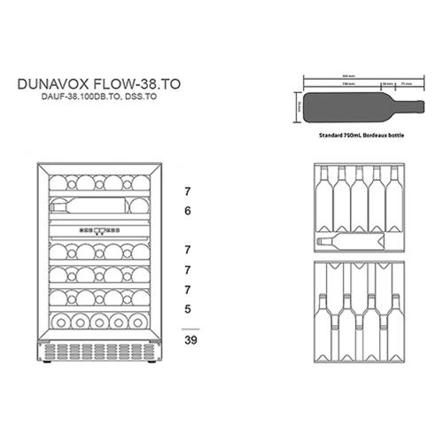 Встраиваемый винный шкаф на 38 бутылок Dunavox Flow DAUF-38.100DSS.TO стальной