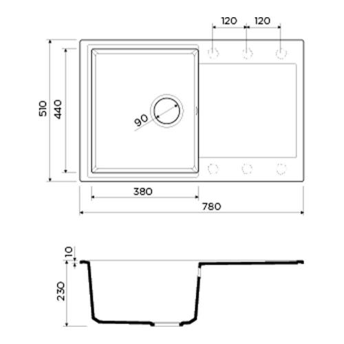 Кухонная мойка 78 см Omoikiri Solidity Daisen 78-SA бежевая - 4 фото