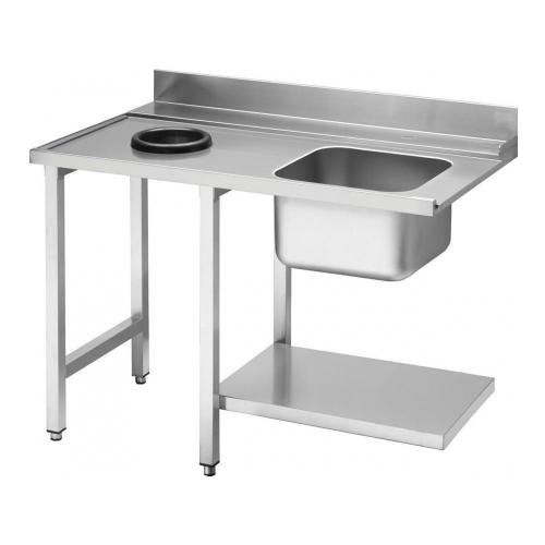 Стол с отверстием для слива и мойкой 120х72 см Smeg стальной