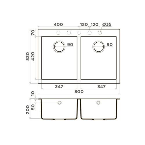 Кухонная мойка 80 см Omoikiri Solidity Bosen 80-2-CH шампань